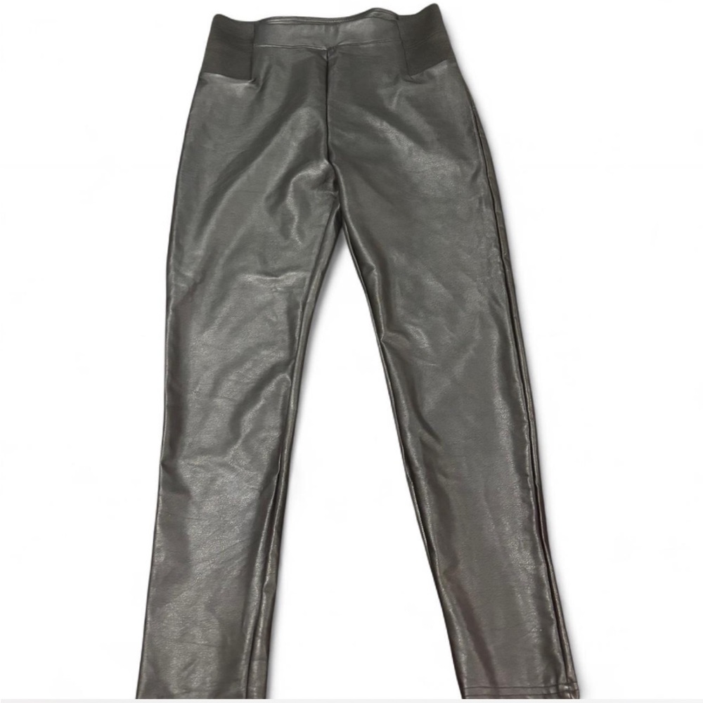 A New Day Faux Leather Leggings Pants Black Elastic Waist Size Large